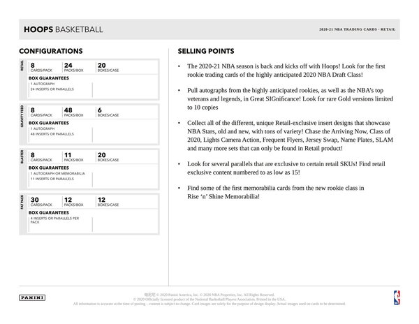 Panini Hoops NBA 2020/21 Retail Box