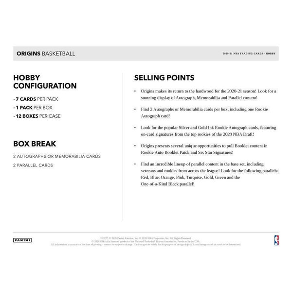 Panini Origins NBA 2020/21 Hobby Box