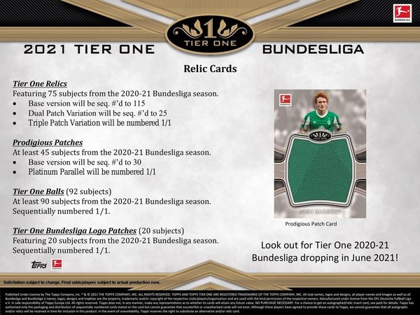 Topps Tier 1 Bundesliga 2020/21 Hobby Box