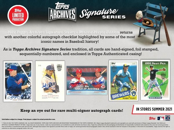 Topps Archives Signature Series Retired Player Edition MLB 2021 Hobby Box