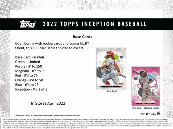 Topps Inception MLB 2022 Hobby Box