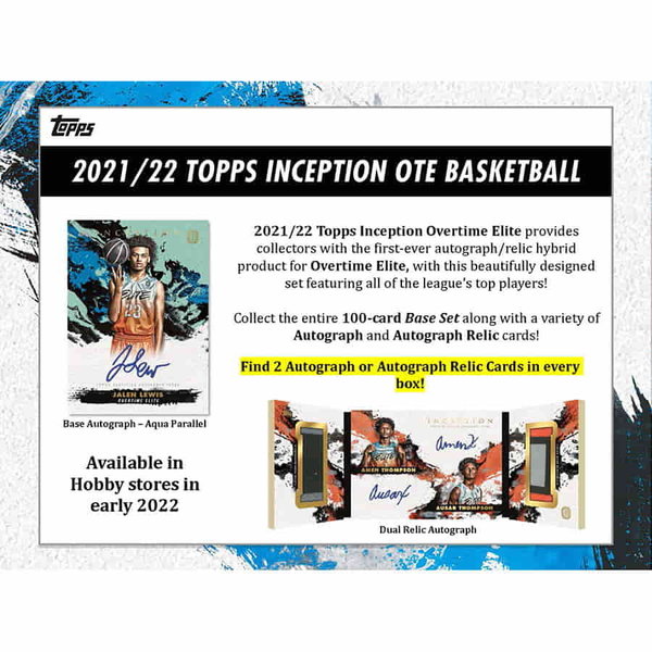 Topps Inception Overtime Elite 2022 Hobby Box
