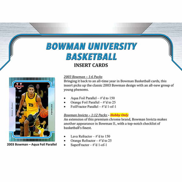 Bowman University Basketball 2022 Hobby Box